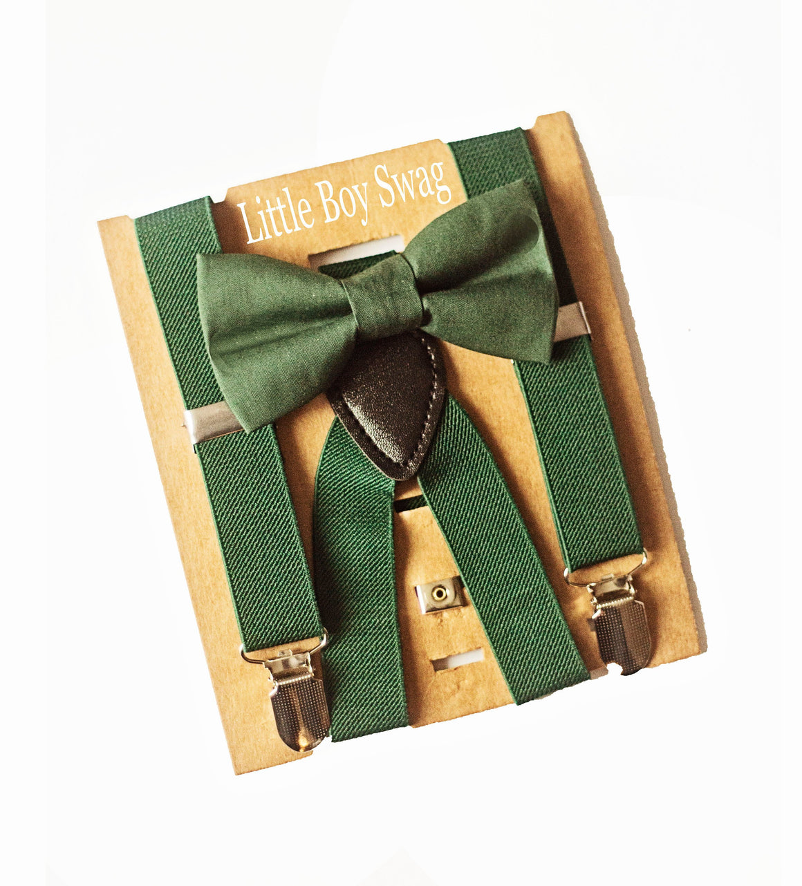 Hunter Green Bow Tie Suspenders Set - Newborn To Adult Sizes