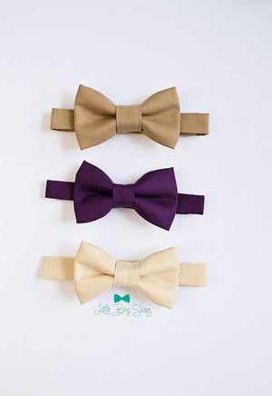 Beige Purple Champagne Bow Tie - Newborn To Adult Sizes