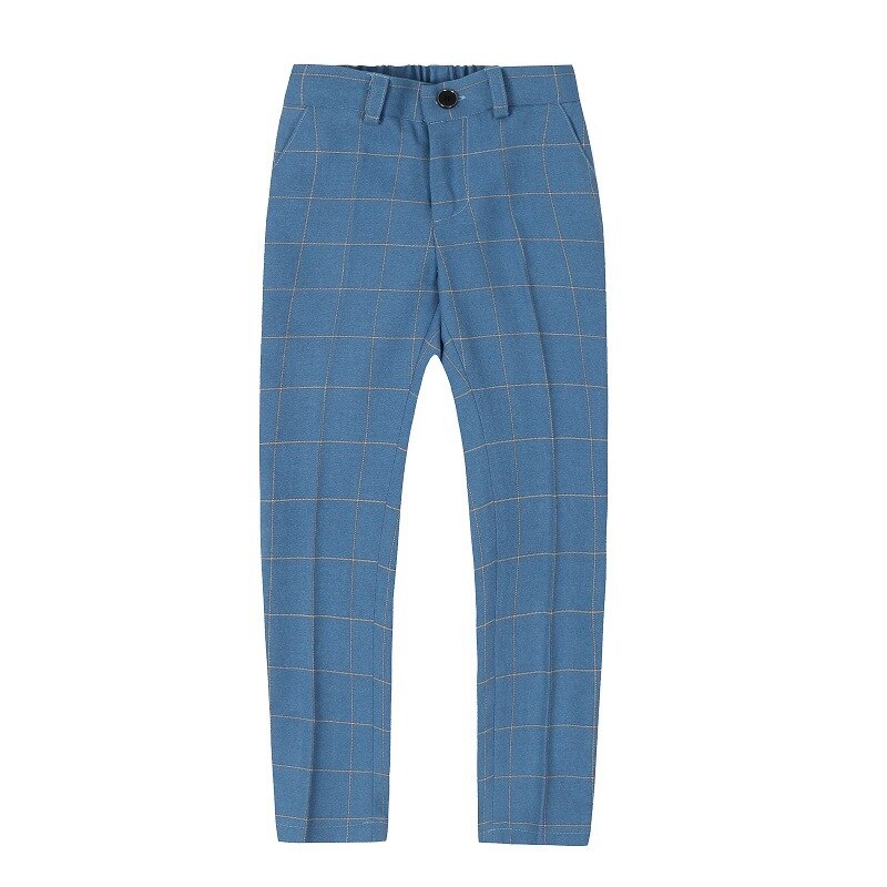 Boys Blue Plaid Dress Pants - Fits 3 Years To 15 Years Old