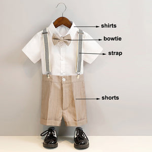 Khaki Suit, Pants, Vest, Shorts, Shirt Set - Boys 12 Months To 11 Years