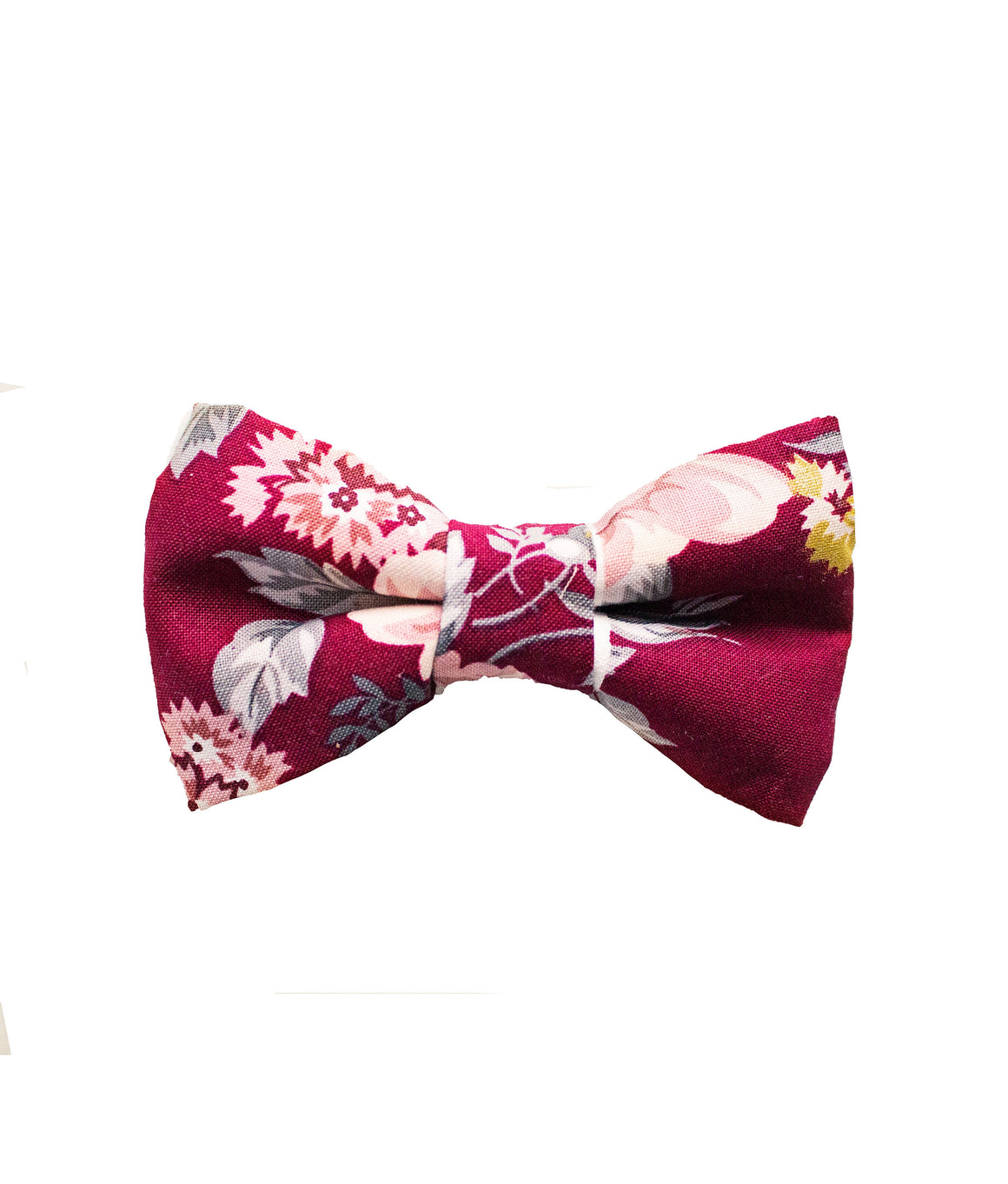 Burgundy Floral Bow Tie - Newborn To Adult Sizes