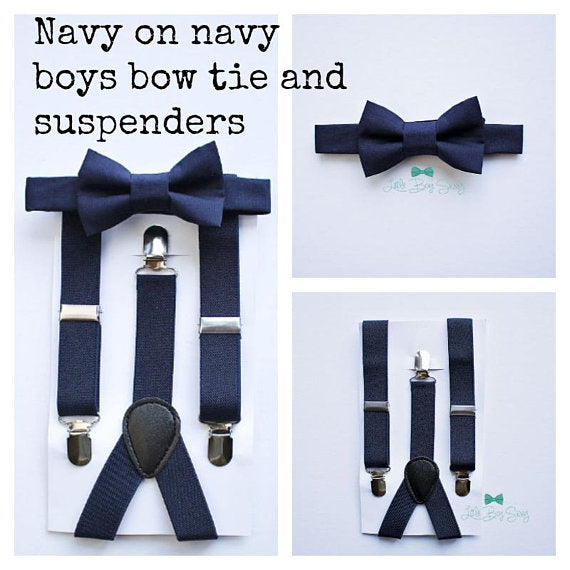 Navy Suspenders -  Newborn To Adult Sizes