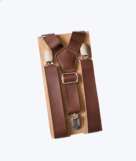 Dark Brown Leather Suspenders - Newborn To Adult Sizes