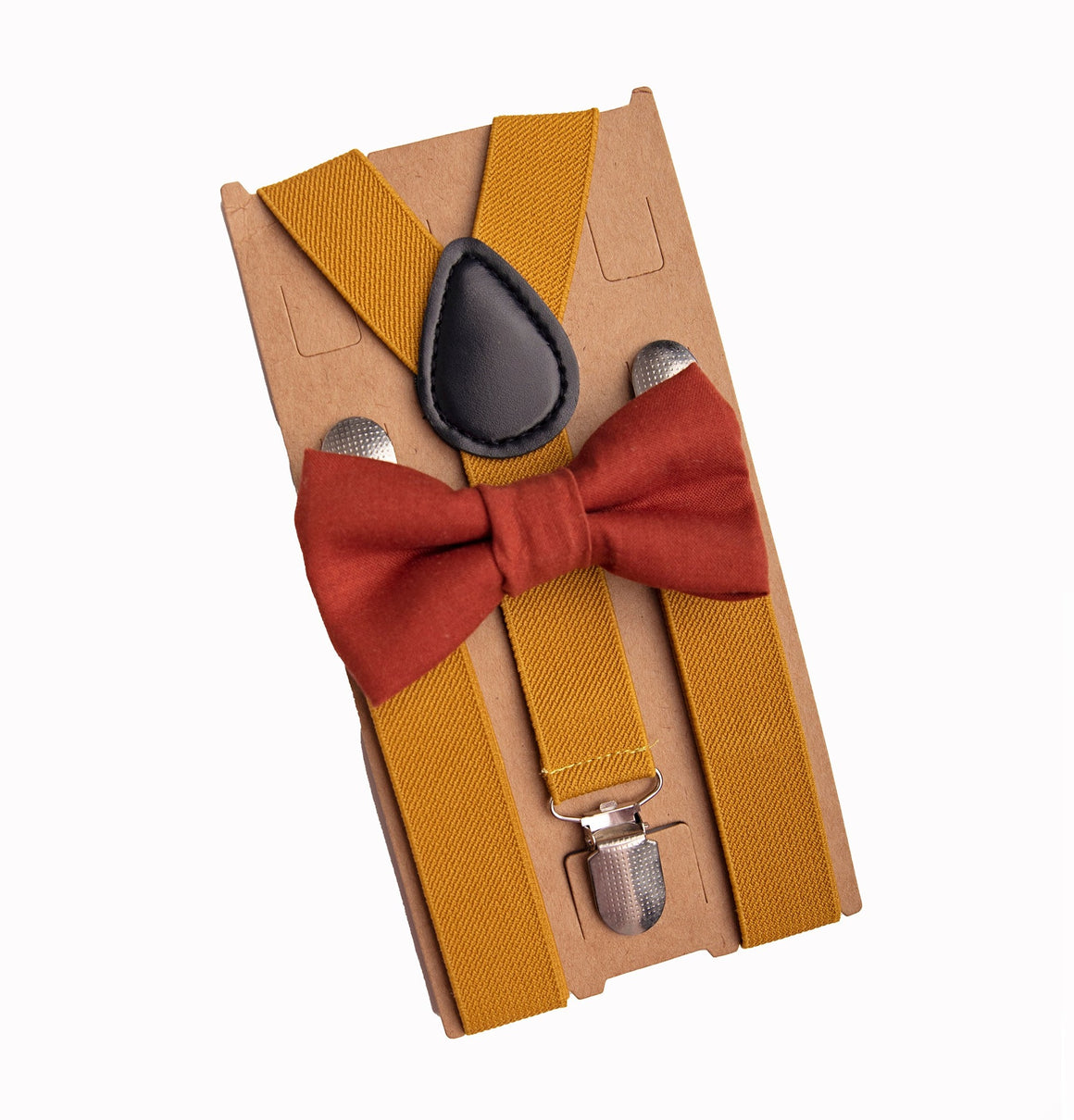 Cinnamon Terracotta Bow Tie Mustard Yellow Suspenders - Boys To Adult Sizes
