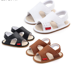 Boys Brown Black White Leather Sandals For Newborn To 18 Month Sizes