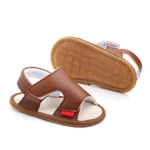 Boys Brown Black White Leather Sandals For Newborn To 18 Month Sizes