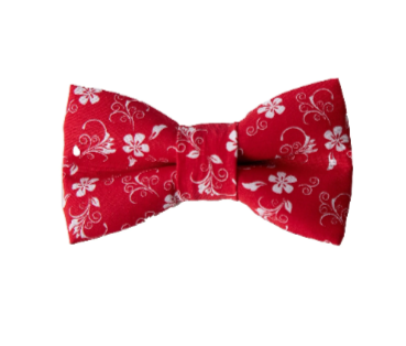 Red White Floral Bow Tie - Newborn To Adult Sizes