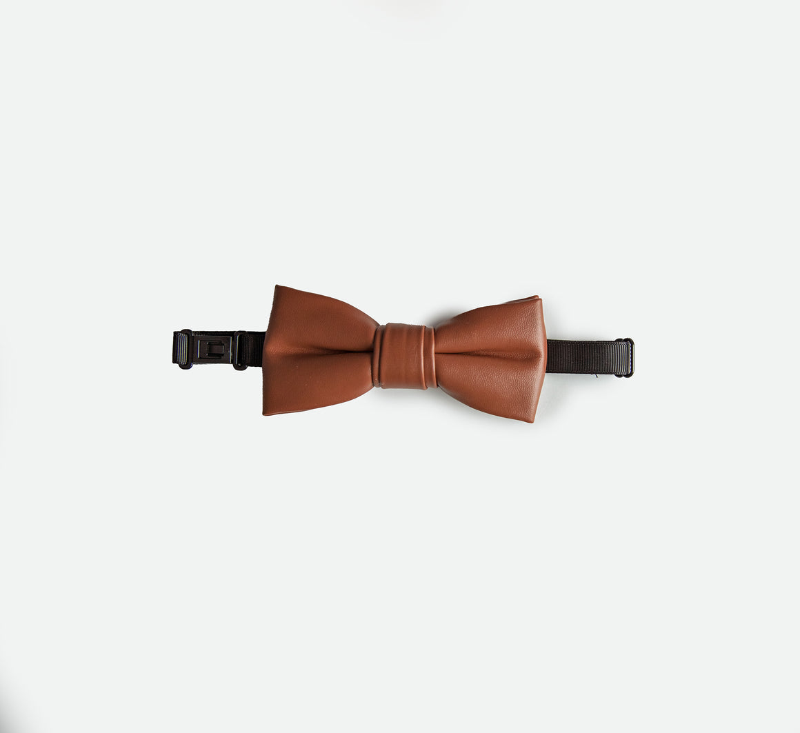 Brown Vegan Leather Bow Tie - Kids To Adult Sizes