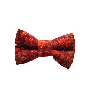 Burgundy Red Floral Bow Tie - Toddler To Adult Sizes