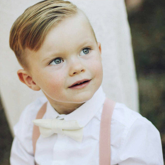 Blush Suspenders Nude Bow Tie - Newborn To Adult Sizes