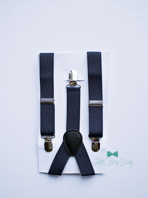 Red Bow Tie Navy Suspenders Set - Toddler To Adult Sizes