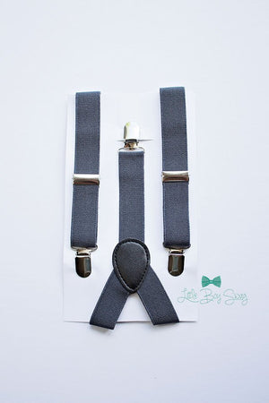 Marsala Bow Tie Charcoal Suspenders Set - Newborn To Adult Sizes
