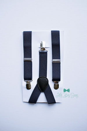 Navy Bow Tie Suspenders Set - Newborn To Adult Sizes