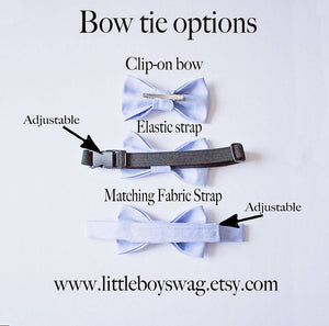 Black Bow Tie Beige Leather Buckle Suspenders - Newborn To Adult Sizes