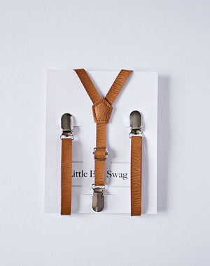 Brown Leather Suspenders - Newborn To Adult Sizes