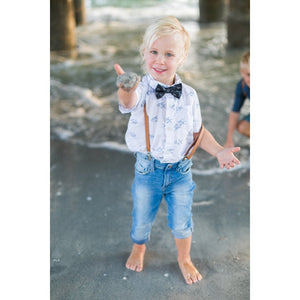 Tan Leather Suspenders - Newborn To Adult Sizes