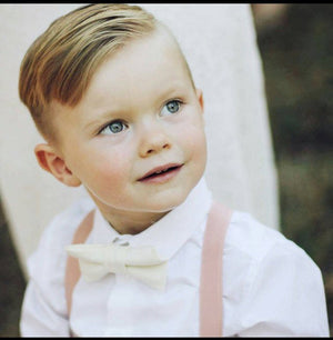 Blush Suspenders Tan Bow Tie Set - Toddler To Adult Sizes