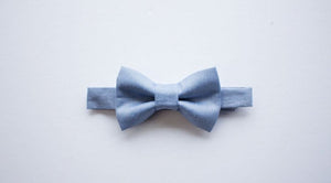 Tan Leather Suspenders Dusty Blue Bow Tie Set - Boys To Adult Sizes
