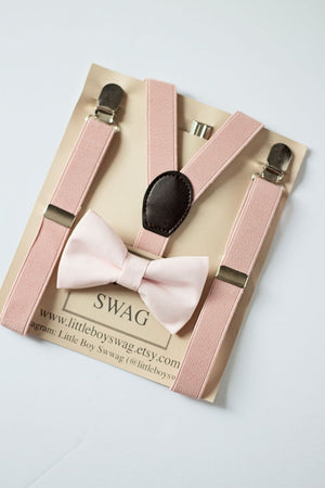 Blush Suspenders Dusty Blush Bow Tie Set - Newborn To Adult Sizes