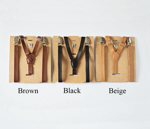 Boys Personalized Leather Suspenders - Embossed With Name