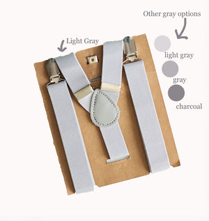 Light Grey Suspenders - Newborn To Adult Sizes