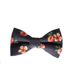 Coral Navy Floral Bow Tie - Toddler To Adult Sizes
